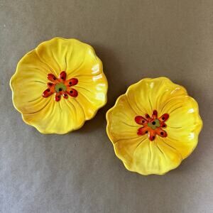 Pier 1 Imports Grace Hand-Painted Yellow Flower Plates – Set of 2
